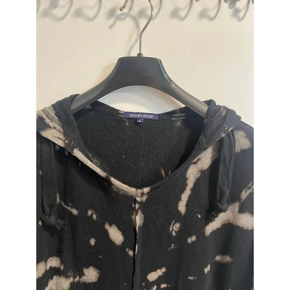Ocean Drive‎ Black/Grey Womens Tie Dye Hooded Sweatshirt Size M Grunge - Picture 3 of 6